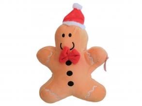 Lebkuchen Plüschfigur mit roter Mütze und Krawatte 24cm