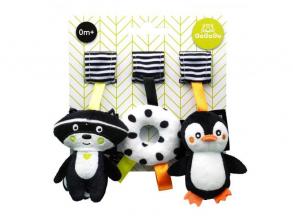 GaGaGu: Plüsch-Anhänger-Set, 3 Stück - Waschbär, Pinguin, Ring