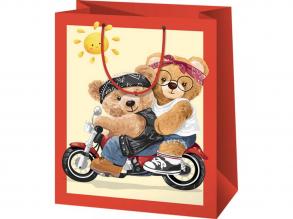 Motorrad-Teddybären Muster große Größe exklusive Geschenk Tasche 27x14x33cm