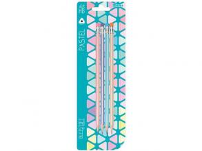 Spirit: pastellfarbener dreieckiger HB-Graphitstift mit Radiergummi 4er-Set