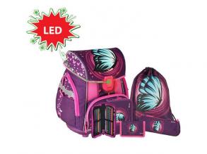 Spirit: blauer Schmetterling gemusterter LED Schulranzen und Rucksack 6er Set