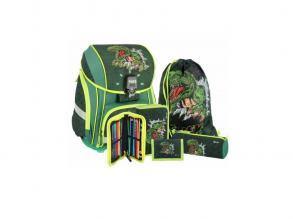 Spirit: Panther Muster LED Schulranzen, Rucksack 5er Set