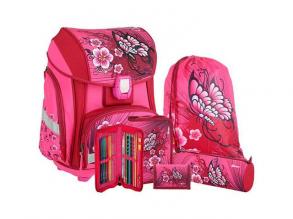 Spirit: Blumen gemusterte LED-Schultasche, Rucksack 5er-Set