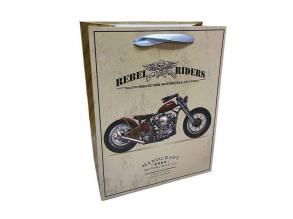 Geschenktüten - mittlerer beige-brauner Hintergrund Rebel Riders, mit Motorrad