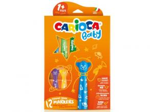 Carioca: Buntes Teddybär-Baby-Marker-Set mit 12 abwaschbaren Stiften