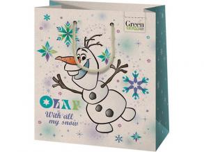 Grünes Gras Eiszauber Olaf Weihnachten mittelgroße Premium-Geschenktüte 18x10x23cm