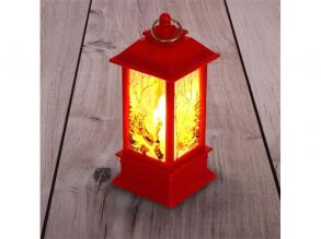 Weihnachtsmann-Muster 13x5,3x5,3cm LED-Laterne rot