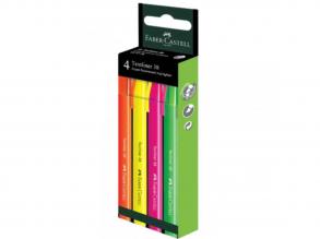 Faber-Castell: Textliner 38 Textmarker-Set mit fluoreszierenden Farben 4er-Pack