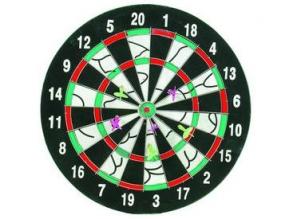 Dartscheibe mit 6 Pfeilen