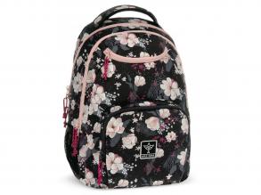 Ars Una: Flowery Black floral AU-6 Schultasche, Rucksack 34x45x26cm