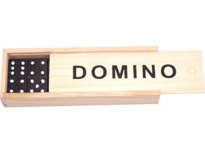 Domino mit Holzkiste