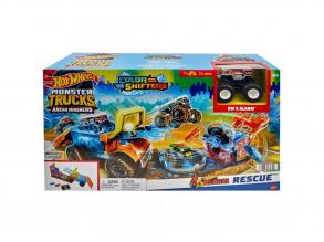 Hot Wheels: Monster Truck Live Arena - Farbwechselndes 5-Alarm-Rettungsspielset - Mattel