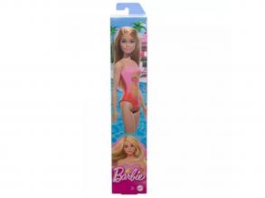 Barbie Beach Puppe im rosa Badeanzug mit Palmenmuster - Mattel