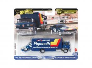 Hot Wheels: Sakura Sprinter Premium Autotransporter LKW 70 Playmouth Aar mit Cuda 1/64