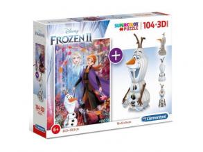 Clementoni: Disney Ice Magic 2-in-1-Puzzle mit 104 Teilen und Olaf-Modell