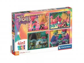 Trolls 4 in 1 Super Farbpuzzle - Clementoni