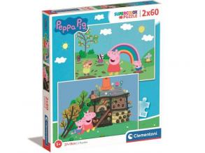 Peppa Pig Supercolor 2 in 1 2x60pcs puzzle - Clementoni