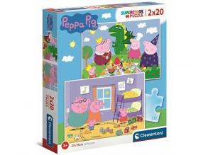 Peppa Pig Supercolor 2 in 1 puzzle 2x20pcs - Clementoni