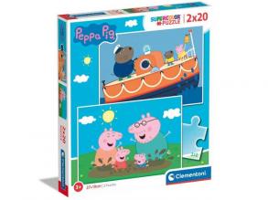 Peppa Pig Supercolor 2 in 1 2x20pcs puzzle - Clementoni