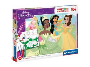 Disney Princesses Double 2 in 1 104pcs färbbares doppelseitiges Puzzle - Clementoni