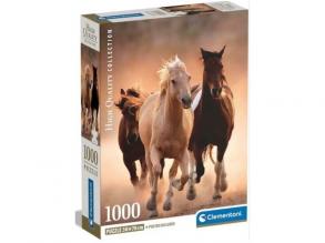 Galloping Horses HQC 1000pcs Puzzle mit Poster - Clementoni