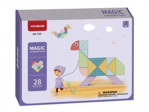 Magnetisches Tangram 28 Stück +Fragekarten +Lösungen