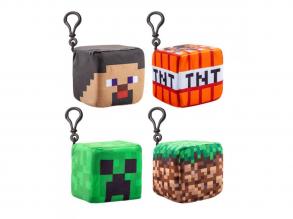 Minecraft Plüschwürfel Schlüsselanhänger mit 8 cm Figur, 4 Farben