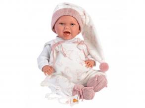 Neugeborenes weinendes Baby im rosa Kleid 40cm