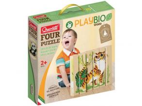 Quercetti: PlayBio Gefährdete Tiere 4 in 1 Holzpuzzle