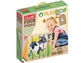 Quercetti: PlayBio Bauernhoftiere 4 in 1 Holzpuzzle