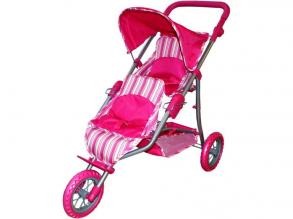 3 Räder Spielzeug Zwillingskinderwagen rosa 83,5x41x78 cm