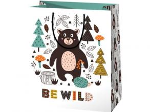 Be Wild Teddybär Muster normale Größe Geschenk Tasche 11x6x14cm