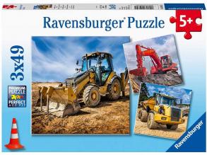 Puzzle 3x49 Teile - Riesige Baumaschinen