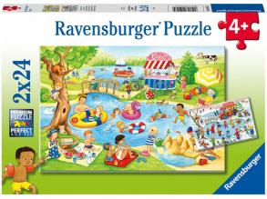 Puzzle 2x24 Teile - Freizeit am Strand