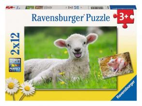 Puzzle 2x12 Teile - Tiere auf dem Bauernhof