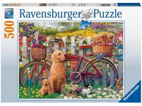 Puzzle 500 Teile - Hunde im Garten