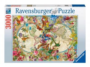 Puzzle 3000 Teile - Weltkarte und Schmetterlinge