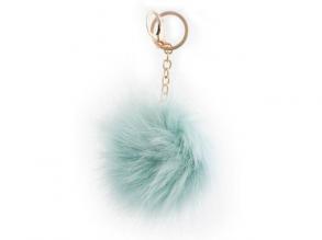 Pastellblauer Pelz Pom Pom Schlüsselanhänger 7cm