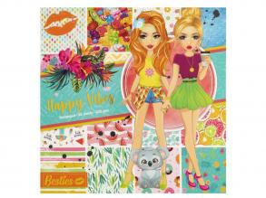 Besties - Happy vibes 25x25 cm Ausmalblätter für Modedesigner, 20 Stück