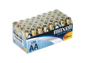 Maxell: Alkalische Bleistiftbatterie 1,5V AA LR6 32 Stück in Folienpackung