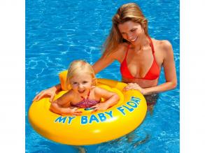 Aufblasbarer Baby-Schwimmer mit Sitz - Gelb, 70 cm