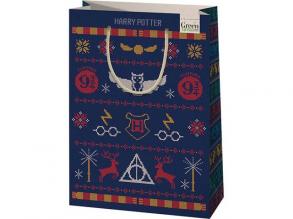 Grünes Gras Harry Potter Weihnachten Muster große Größe Premium-Geschenk-Tasche 26x14x33cm