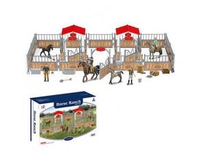 Horse Ranch Premium Reitstall mit Starterset aus Figuren, Korral und Zubehör