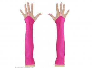 NEON PINKFARBENE FINGERLOSE SATINHANDSCHUHE