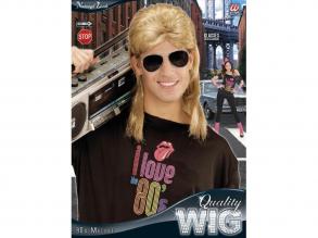 BLONDE PERÜCKE MULLET 80er JAHRE MIT BRILLE