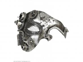 SILBERNE STEAMPUNK HALBMASKE