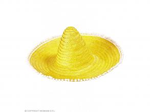 GELBER SOMBRERO MIT POM POM