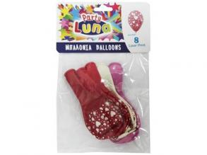 Bunte Luftballons mit Herzmuster 8er-Pack