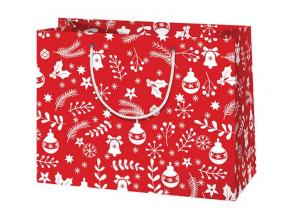 Rote und weiße Weihnachten mittlere Größe Geschenk Tasche 18x10x23cm