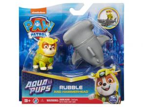 Paw Patrol - Aqua Pups: Held Pups Aqua Rubble Figur mit Hammerhai - Spin Master